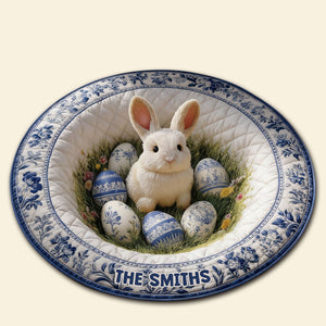 Easter Day Toile de Jouy Quilted Round Mat - Personalized Gifts For Easter Day Quilted Round Mat 01PGTI090226 - Doormat - GoDuckee