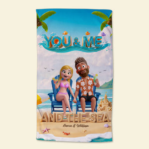 Happy Couple Beach Towel - Personalized Gifts For Couple 01qhti140725 - Beach Towel - GoDuckee