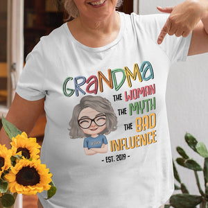 Grandma The Woman The Myth The Bad Influence - Personalized Grandma T-shirt, Hoodie, Sweatshirt - Gift For Grandma - Shirts - GoDuckee