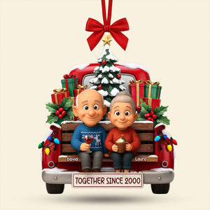 Old Couple Cheering On Truck Ornament - Custom Photo Gifts For Couple 03pati300825 - Ornament - GoDuckee