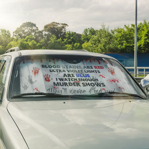 Creepy Hands and Blood Stains on Car Glass, Personalized Windshield Sunshade, Gift For Halloween & True Crime Fans - Doormat - GoDuckee