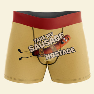 Take My Sausage Hostage, Custom Men Boxer Briefs, Valentine Gift, Gift For Him, 04NATI050124 - Boxer Briefs - GoDuckee