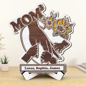 Personalized Gifts For Mother Wood Sign Mom Holding Children's Hands - Wood Signs - GoDuckee