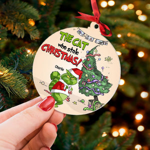The Cat Who Stole Christmas, Personalized Naughty Cat Ornament, Gift For Christmas - Ornament - GoDuckee