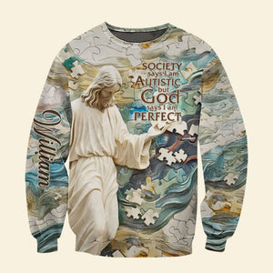 Personalized Gifts For Jesus Lover Shirt, Society Says I Am Autistic God Says I Am Perfect 02tgti210225 - AOP Products - GoDuckee