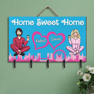 Personalized Gifts For Couple Wood Key Hanger 04nati080624hh Home Sweet Home - Wood Sign - GoDuckee