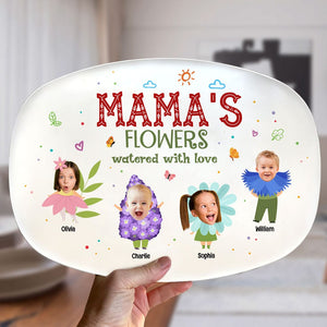 Custom Photo Gift For Mama Resin Plate Mama's Flowers Watered With Love - Resin Plate - GoDuckee