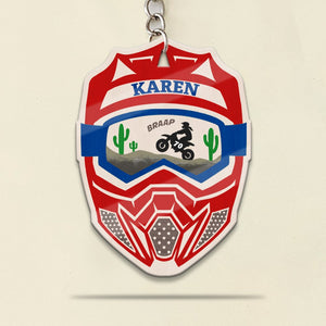 Braap Motocross Helmet Personalized Keychain Gift For Motocross Lover - Keychains - GoDuckee