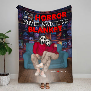 This Is Our Horror Movie Watching Blanket, Personalized Blanket, Hallowee Gift For Him Gift For Her - Blanket - GoDuckee