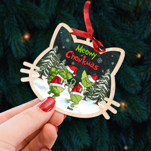 Meowy Chonkmas, Gift For Cat Lover, Personalized Acrylic Ornament, Green Cat Ornament, Christmas Gift - Ornament - GoDuckee