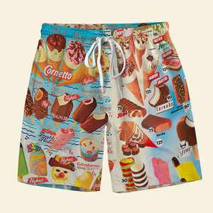 Gift For Ice Cream Lover, Personalized Couple Beach Shorts, Summer Ice Cream Beach Short, Couple Gift 04NATI070723 - Beach Shorts - GoDuckee