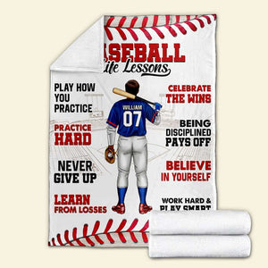 Baseball Life lessons, Gift For Him, Personalized Blanket, Baseball Lover Blanket - Blanket - GoDuckee