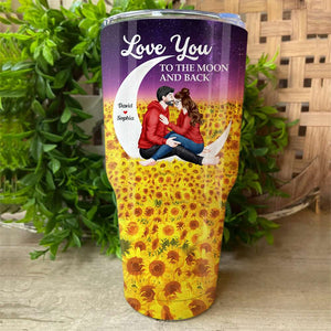 Personalized Gifts For Couple Tumbler Cup Love You To The Moon And Back - Drinkware - GoDuckee