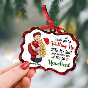 Thank You For Putting Up, Couple Gift, Personalized Acrylic Ornament, Christmas Gift For Couple - Ornament - GoDuckee
