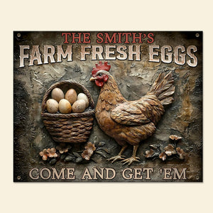 Personalized Gifts For Farmer Metal Sign Farm Fresh Eggs 03ohti240325 - Metal Signs - GoDuckee