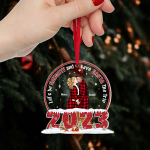 Let's Be Naughty, Couple Gift, Personalized Ornament, Kissing Couple Acrylic Ornament, Christmas Gift - Ornament - GoDuckee