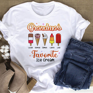 Grandma's Favorite Ice Cream, Gift For Grandma, Personalized Shirt, Ice Cream Grandkids Shirt 03NATI190723 - Shirts - GoDuckee