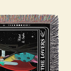 The Lovers, Couple Gift, Personalized Woven Blanket, Tarot Card Horror Couple Blanket, Halloween Gift 02NATI230923 - Blanket - GoDuckee