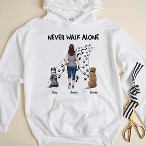 Never Walk Alone Personalized Dog Lover T-shirt, Hoodie, Sweatshirt Gift For Dog Lovers - Shirts - GoDuckee