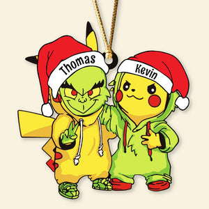 Gift For Friends, Couple, Personalized Acrylic Ornament, Besties Santa Hat Ornament, Christmas Gift 03ACDT290923-3 - Ornament - GoDuckee