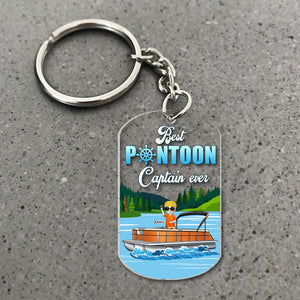 Best Pontoon Captain Ever, Gift For Pontoon Boat Owner, Personalized Keychain, Pontoon Boat Accessories gifts, Summer Gift - Keychains - GoDuckee