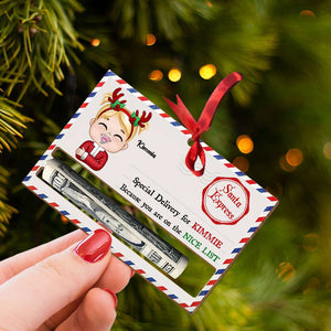 Special Delivery Because You Are On The Nice List, Gift For Kids, Personalized Money Holder Ornament, Nice Kid Letter Ornament, Christmas Gift - Ornament - GoDuckee
