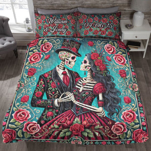 Personalized Gifts For Skull Couple Quilt Bedding Set Special Line 11xqti070125 - Blanket - GoDuckee