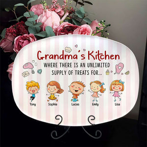 Grandma's Kitchen, Gift For Grandma, Personalized Plate, Grandkids Plate - Resin Plate - GoDuckee