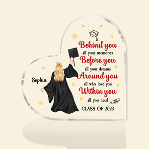 Behind You All Your Memories, Graduate Personalized Acrylic Plaque - Decorative Plaques - GoDuckee