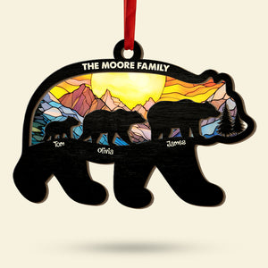 Family Gift , Personalized Wood Ornament, Bears Family Suncatcher Ornament, Christmas Gift - Ornament - GoDuckee
