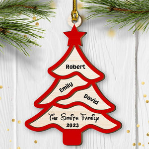 Gift For Family, Personalized 2 Layer Wood Ornament, Custom Name Christmas Tree Ornament, Christmas Gift - Ornament - GoDuckee