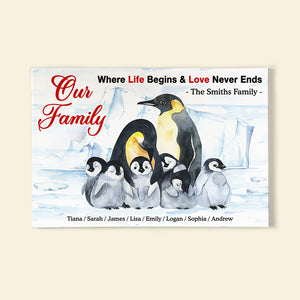 Where Life Begins And Love Never Ends, Personalized Family Canvas Poster 04HUDT020323 - Poster & Canvas - GoDuckee