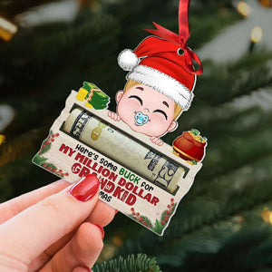 Here's Some Buck For My Grandkid, Gift For Grandkids, Personalized Money Holder Ornament, Christmas Gift - Ornament - GoDuckee