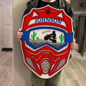 Braap Motocross Helmet Personalized Wooden Art Gift For Motocross Lovers - Wood Sign - GoDuckee