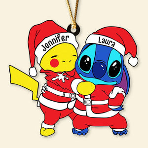 Gift For Friends, Couple, Personalized Acrylic Ornament, Besties Santa Hat Ornament, Christmas Gift 03ACDT290923-2 - Ornament - GoDuckee