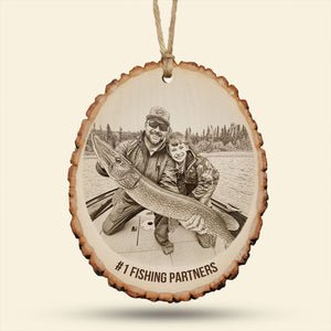 Custom Photo Engraved Effect Wood Ornament, Personalized Gifts For Fishing Lovers 04qhti071025 - Ornament - GoDuckee