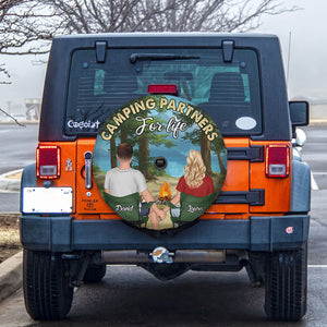 Camping Partners For Life, Gift For Couple, Personalized Tire Cover, Camping Couple Tire Cover, Couple Gift - Tire Cover - GoDuckee