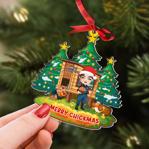 Merry Chickmas, Gift For Farmer, Personalized Acrylic Ornament, Chicken Coop Ornament, Christmas Gift - Ornament - GoDuckee