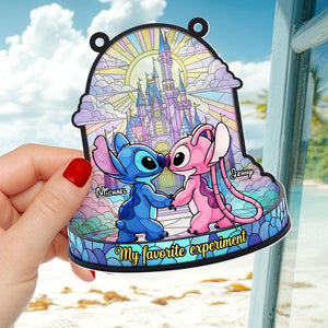 Cute Blue Monster Couple Suncatcher - Personalized Gifts For Couple 04ohti050625 - Ornament - GoDuckee