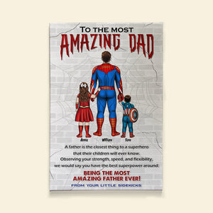 To The Most Amazing Dad Ever - Personalized Canvas Poster - Super Dad's Gift From Little Sidekicks - Poster & Canvas - GoDuckee