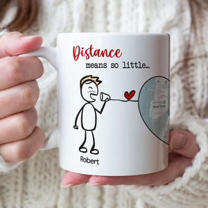 Distance Means So Little - Personalized Couple Mug Set - Gift For Couple - Coffee Mug - GoDuckee