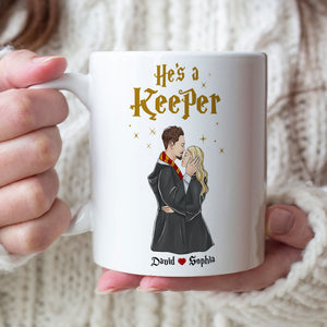 She's A Catch, He's A Keeper, Gift For Couple. Personalized Mug, Wizard Couple Mug, Couple Gift 06HTTI180723TM - Coffee Mug - GoDuckee