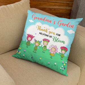 Grandma's Garden, Gift For Grandma, Personalized Pillow, Flower Grandkids Pillow - Pillow - GoDuckee