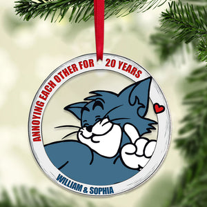 Annoying Each Other, Couple Gift, Personalized Set Of 2 Acrylic Ornament, Mouse And Cat Cartoon Couple Ornament, Christmas Gift 03QHTI241023 - Ornament - GoDuckee