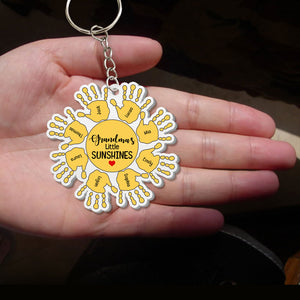 Grandma's Little Sunshines, Gift For Grandma, Personalized Keychain, Grandkids Hand Keychain - Keychains - GoDuckee