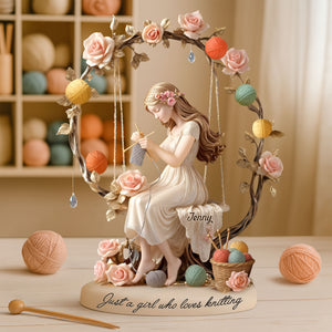 Dreamy Kniting Girl Plaque - Personalized Gifts For Knitting Lovers 02qhti070725 - Shaped Plaques - GoDuckee