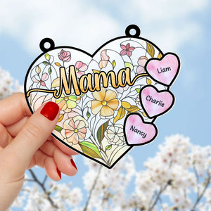 Personalized Gifts For Mom Suncatcher Ornament, Soft Vibrant Flower Heart 01qhti270225 - Ornament - GoDuckee