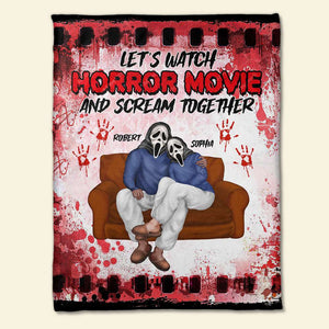 Let's Watch Horror Movie, Couple Gift, Personalized Blanket, Horror Couple Blanket, Halloween Gift 04TOTI280823PA - Blanket - GoDuckee