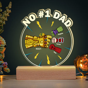 No #1 Dad, Gift For Dad, Personalized Led Light, Super Dad And Kid Fist Bump Led Light 03OHTI251223HA - Led Night Light - GoDuckee