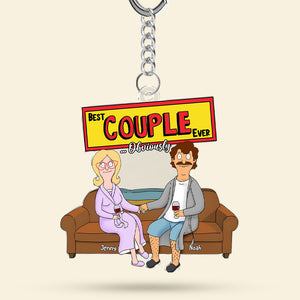 Personalized Gifts For Couple Keychain, Happy Couple On Sofa 03qhti100225hg - Keychains - GoDuckee